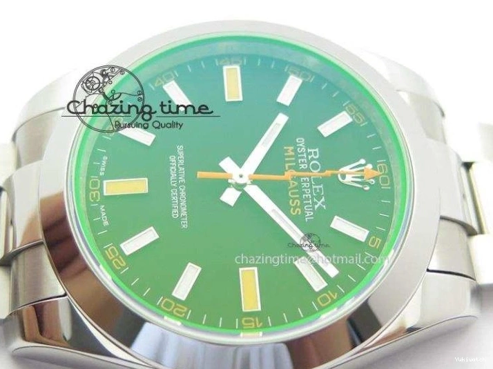 116400 On Bracelet 1:1 Green SS Black Sapphire SA3131 GV Milgauss JF Dial 0707